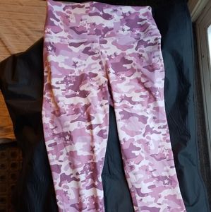 Fabletics powerhold leggings, small, pink camo.